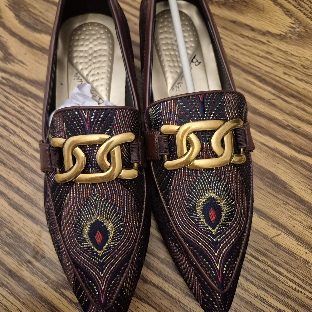 Bellini Peacock Pattern Flats - Brown and Gold - Picture 5 of 7